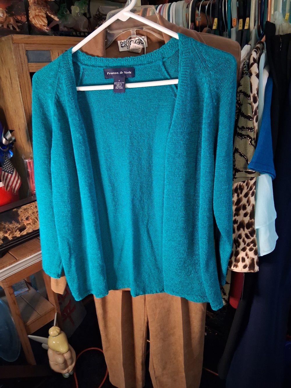 Preston & York Teal Open-Front Lightweight Cardigan